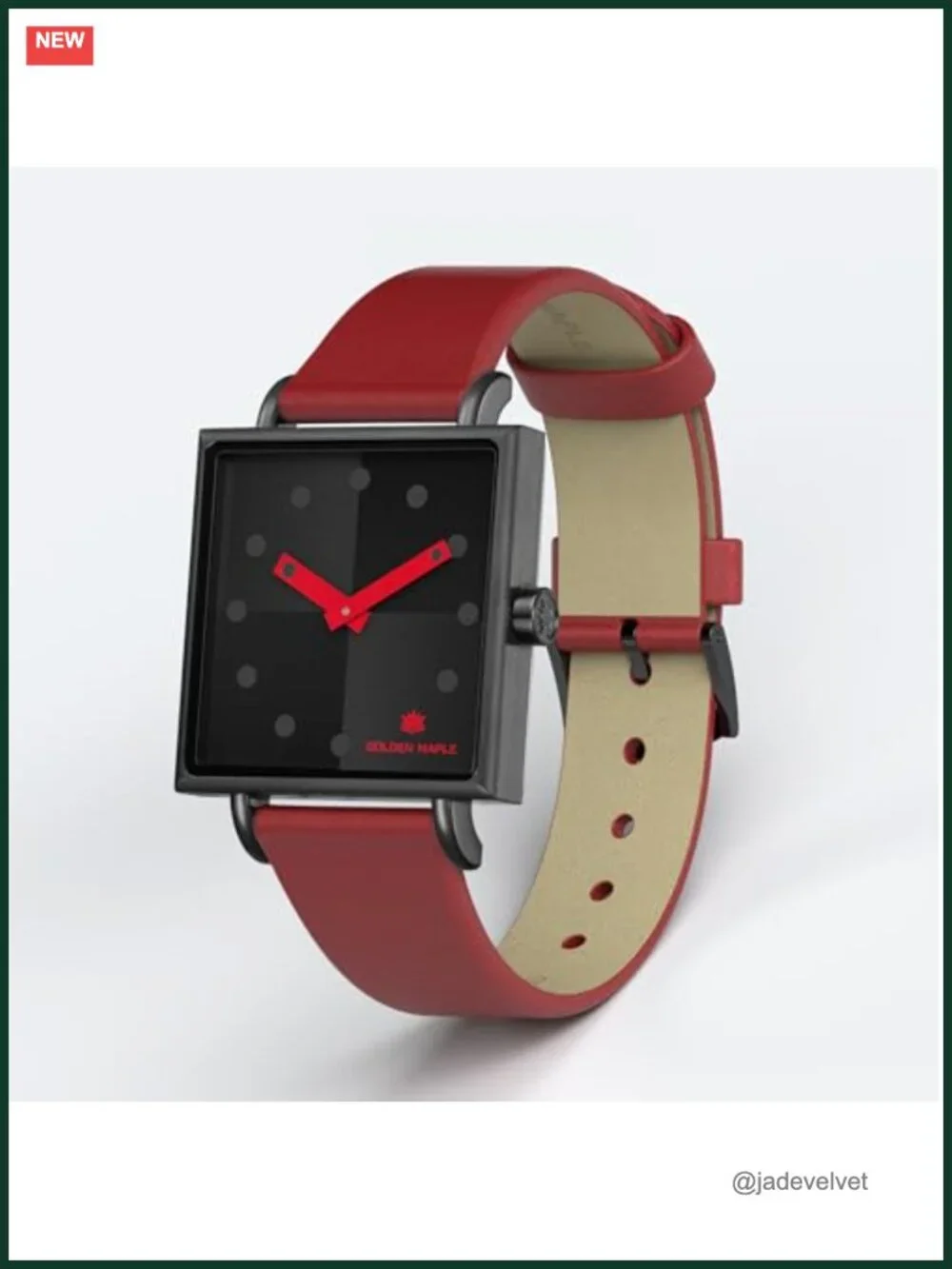 Square Swiss Quartz Watch with Crystal Accents and Leather Strap